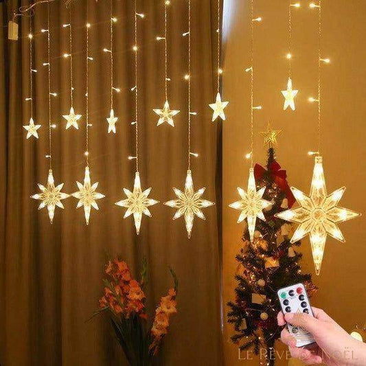 Guirlande lumineux rideau d'étoiles flocons