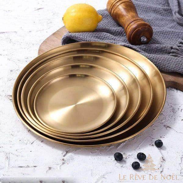 Assiette plate de Noël - Or