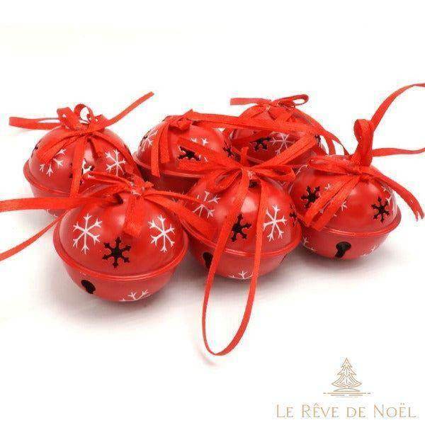 Cloche de Noël rouge à flocons