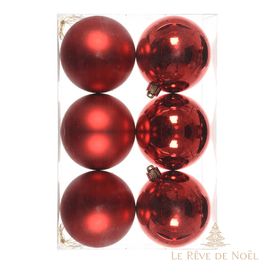 Lot de 6 boules de Noël rouges 8cm