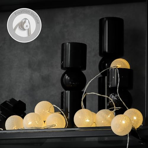 Guirlande lumineuse boules coton blanc chaud - photo 2