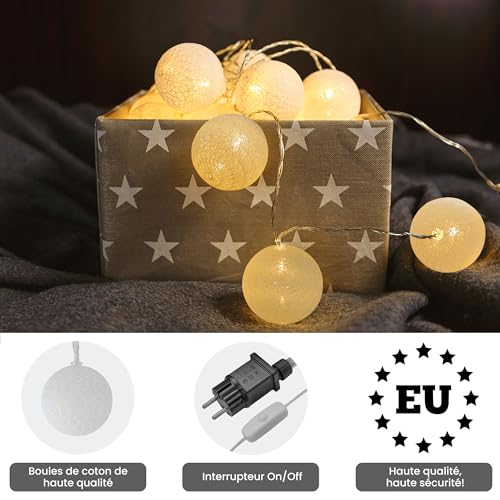 Guirlande lumineuse boules coton blanc chaud - photo 5