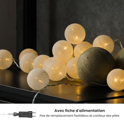 Guirlande lumineuse boules coton blanc chaud - photo 3