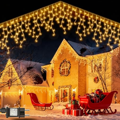 Guirlande lumineuse stalactite extérieure pour bord de toit - 10 m - 400 LED