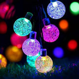 Guirlande solaire à boules multicolores effet cristal