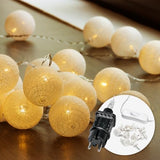 Guirlande lumineuse boules coton blanc chaud