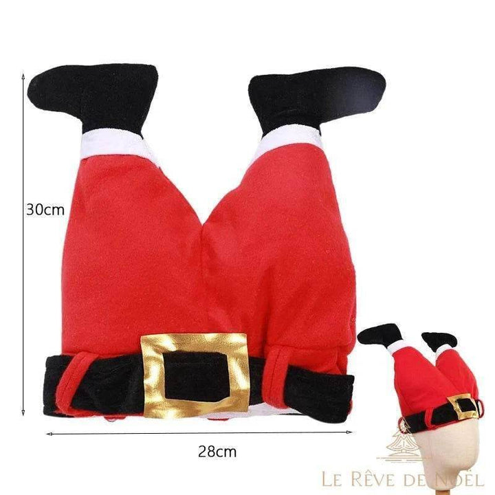 Bonnet de Noël pointu rouge avec large ceinture noire à boucle dorée, 75 cm de haut