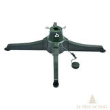Pied de sapin rotatif électrique vert assemblé, un pied replié, pédale de commande au sol