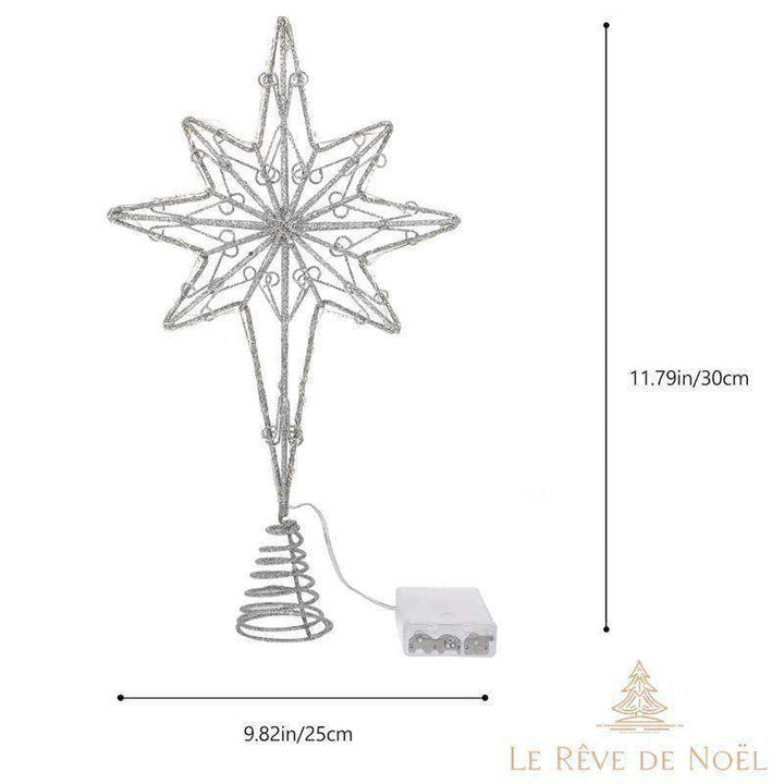 Schéma coté du cimier étoile argenté à 8 branches : 30 cm de haut, 25 cm de large