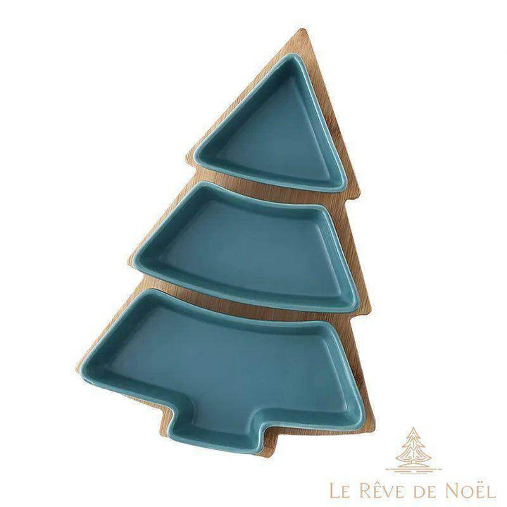 Plateau de présentation en forme de sapin, variante Vert, compartiments céramique vert canard