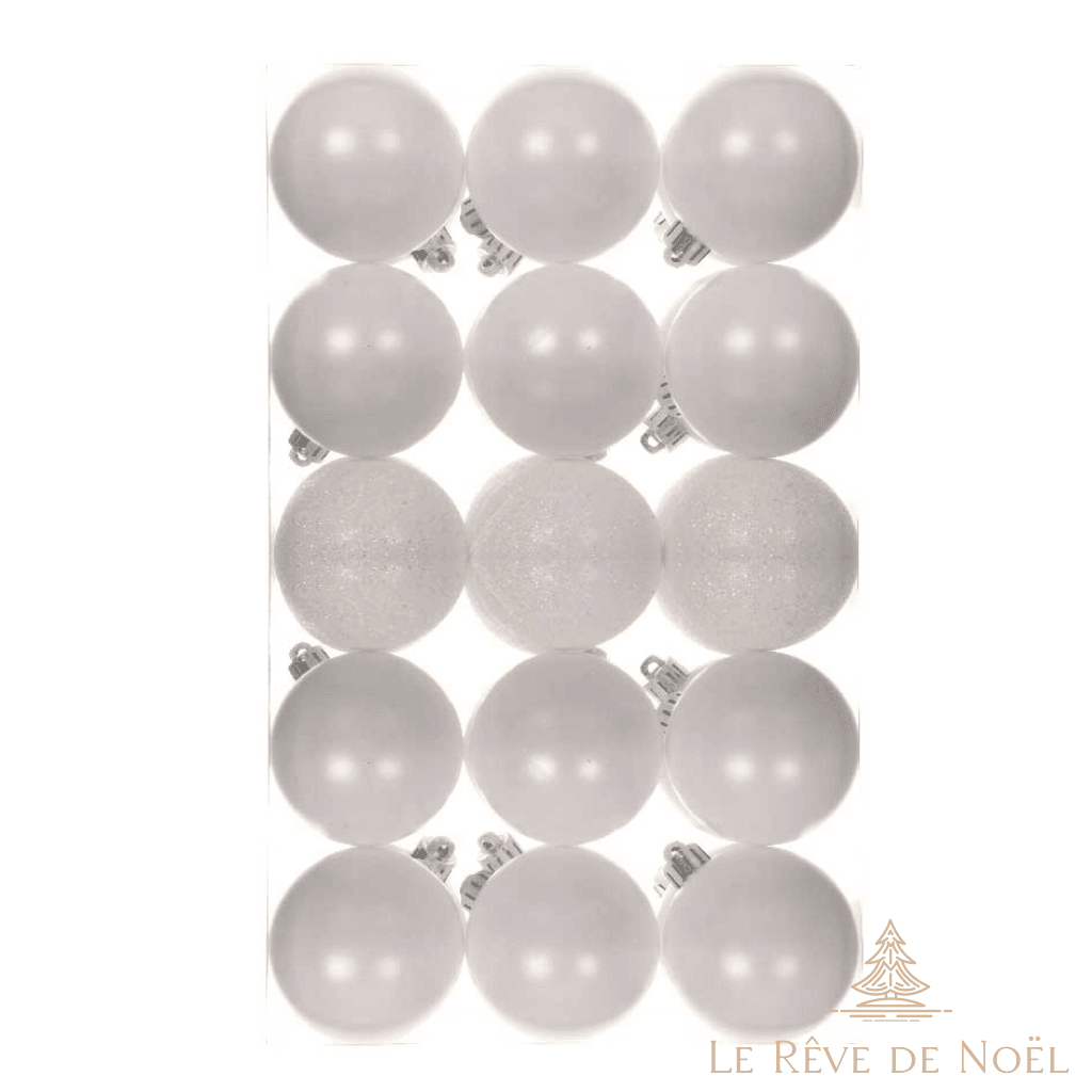 Lot de 30 boules de Noel blanches 6 cm 
