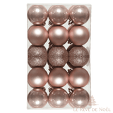 Lot de 30 boules de Noel roses 6 cm 