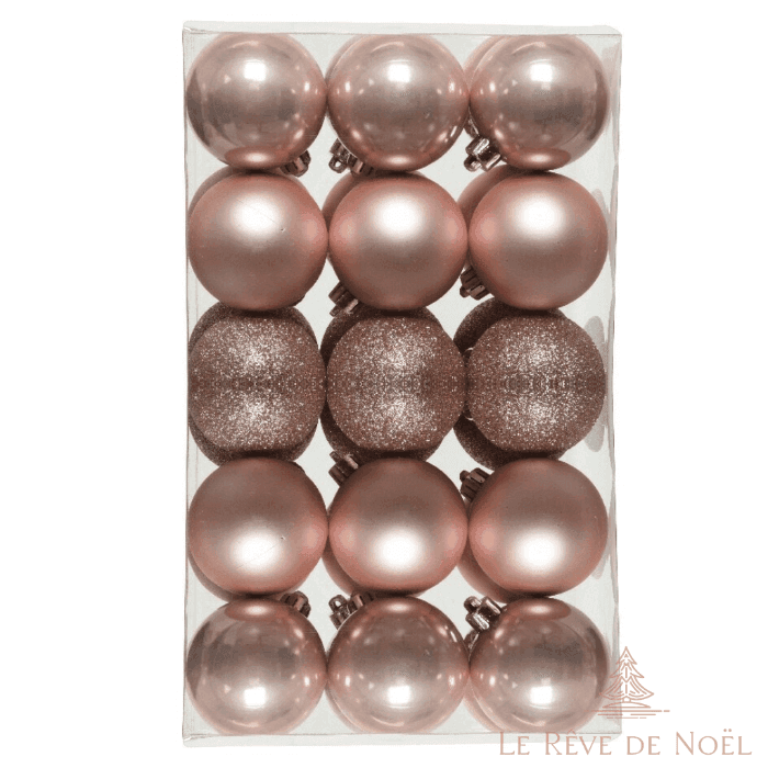 Lot de 30 boules de Noel roses 6 cm 