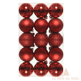 Lot de 30 boules de Noël rouges 6 cm