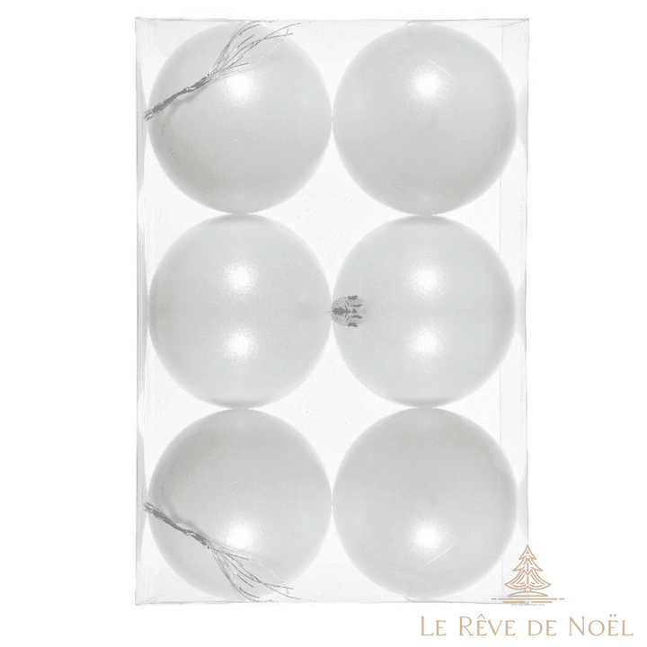 Lot de 6 boules de Noël blanches 8 cm