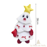Automate sapin de Noël blanc en peluche, visage souriant, avec mesure de hauteur 38 cm