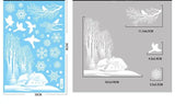 Schéma des dimensions : sticker village enneigé et branche à oiseaux, planche 20 x 30 cm