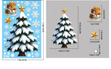 Sticker sapin enneigé à l'étoile dorée, planche 20x30cm avec cotes de chaque élément