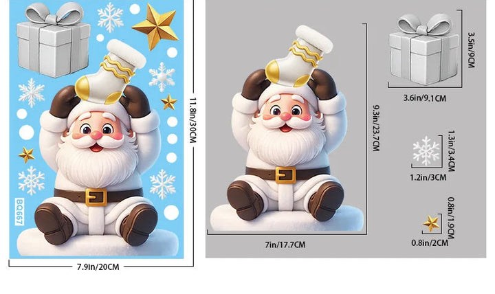 Sticker Père Noël blanc assis équilibrant une chaussette sur la tête, planche cotée