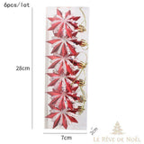 Boîte de 6 étoiles rouges à 16 branches à la verticale, dimensions 28 x 7 x 2 cm