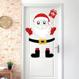 Sticker Père Noël pleine taille collé sur une porte blanche, silhouette entière