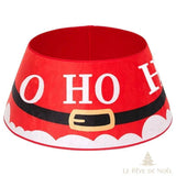 Jupe de pied de sapin rouge motif ceinture du Père Noël avec inscription Ho Ho Ho
