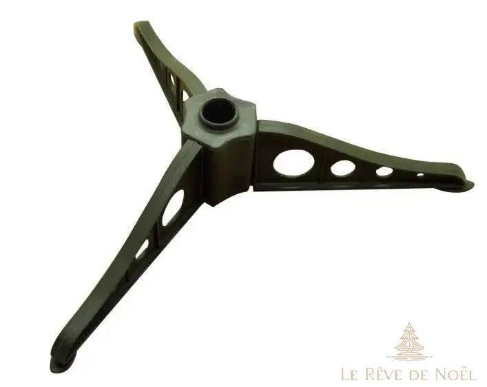 Pied de sapin plastique noir à trois branches, présenté seul sur fond blanc