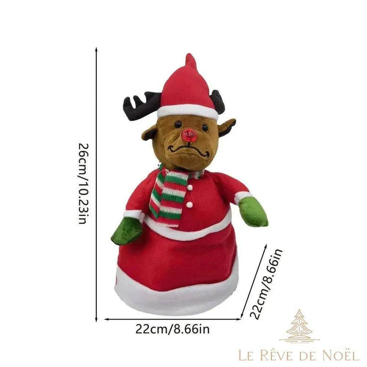 Schéma des dimensions du bonnet renne animé : 26 cm de haut, 22 x 22 cm à la base