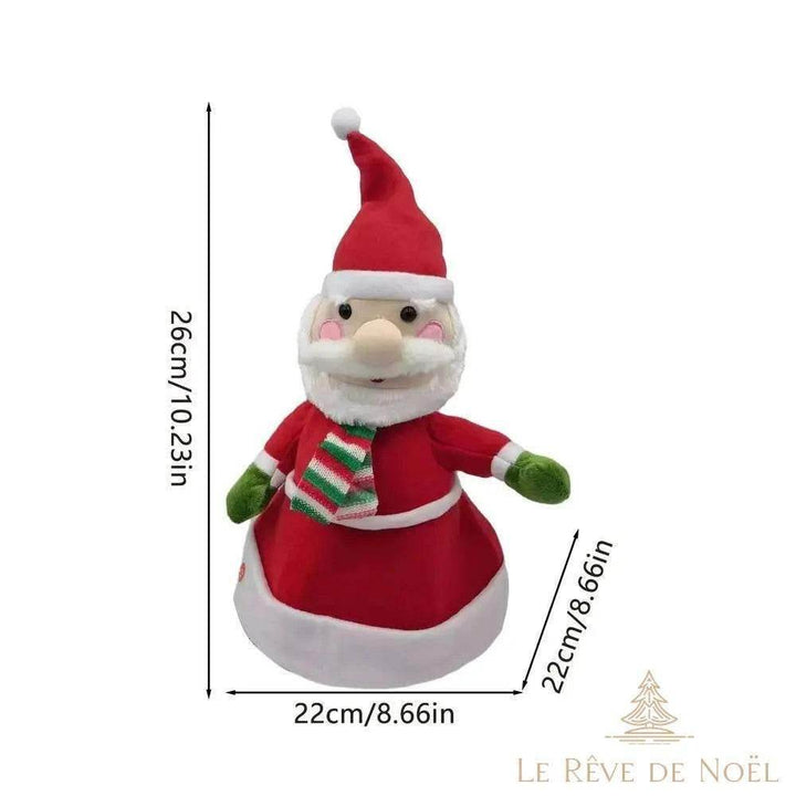 Schéma des dimensions du bonnet Père Noël animé : 26 cm de haut, 22 x 22 cm à la base