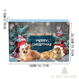 Boîte du calendrier de l'avent chien cotée 36 x 26,5 x 7,5 cm, corgi et shiba en visuel