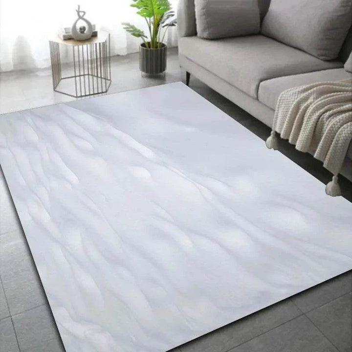 Tapis effet neige, variante Neige 1, ondulations façon dunes, lignes diagonales blanc et gris