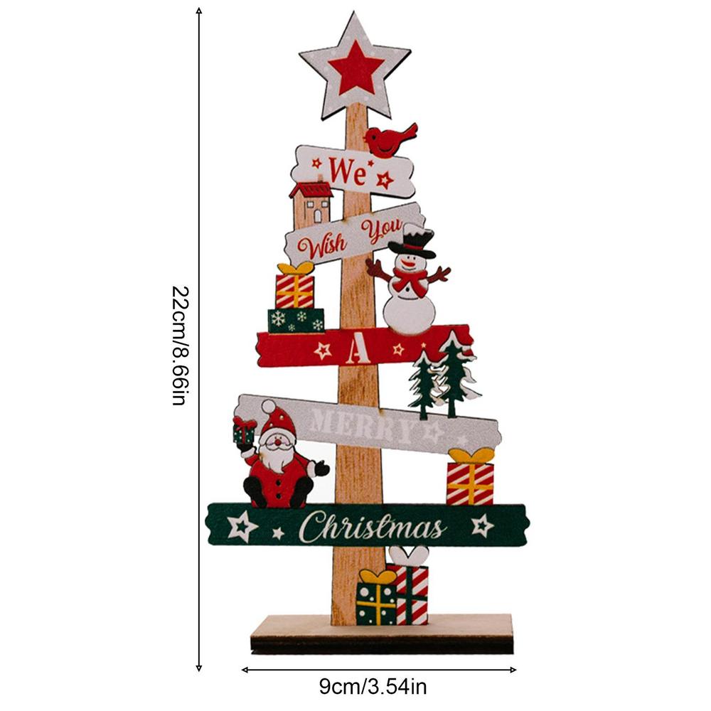Décoration de table - Sapin de Noël en bois - Bonhomme de neige et Père Noël