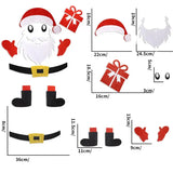 Schéma coté du sticker Père Noël pleine taille : bonnet, barbe, ceinture, bottes