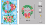 Planche de stickers couronne de Noël fleurs roses et clochettes dorées, avec flocons assortis