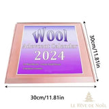 Boîte carrée du calendrier de l'avent laine, dégradé violet, cotée 30 x 30 cm