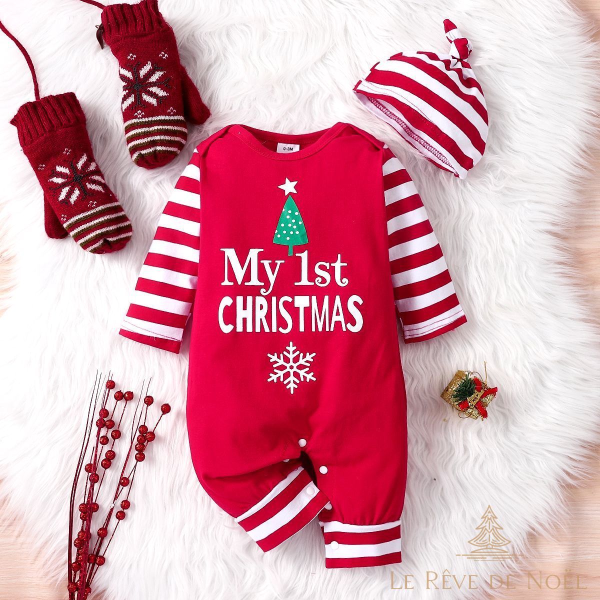 Pull de Noel bebe fille Rouge 0 3M