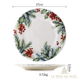 Schéma de l'assiette sapin 27 cm : vue de dessus et de profil, épaisseur 2,5 cm