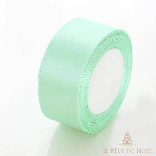 Ruban satin de Noël vert d'eau pastel, bobine à la brillance satinée