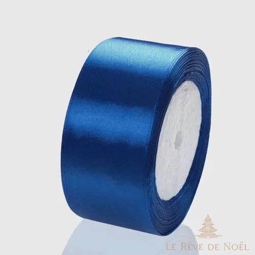 Ruban satin de Noël bleu royal soutenu, bobine vue de trois quarts