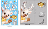 Sticker tête de renne aux grands bois faisant coucou de ses pattes, planche cotée