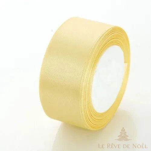 Ruban satin de Noël coloris or, teinte jaune pâle et nacrée en bobine