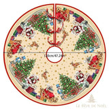 Couvre-pied de sapin rond, motif Père Noël et traîneau identique, grand format 120 cm