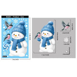 Schéma des dimensions : planche de stickers bonhomme de neige avec deux oiseaux, 20 x 30 cm