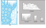Schéma des dimensions : sticker village enneigé et stalactites de glace, planche 20 x 30 cm
