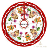 Couvre-pied de sapin rond, même motif de pain d'épice, grand format 120 cm de diamètre