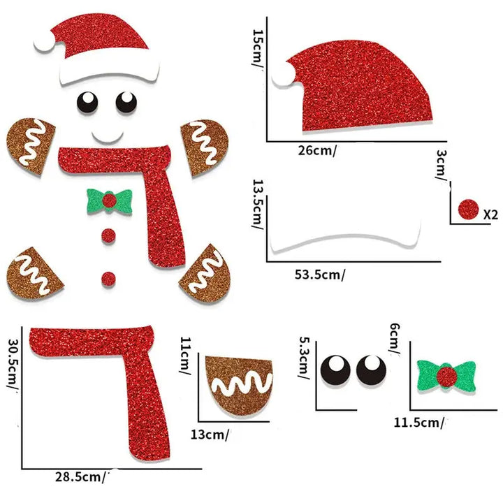 Schéma coté du sticker bonhomme au bonnet et mitaines façon pain d'épice