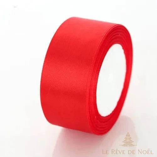Ruban satin de Noël rouge vif pur, bobine à la brillance satinée