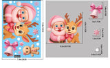 Schéma dimensions : sticker Père Noël joue contre joue avec un renne, cloche et flocon, 20 x 30 cm