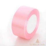 Ruban satin de Noël rose clair pastel, bobine à la brillance satinée
