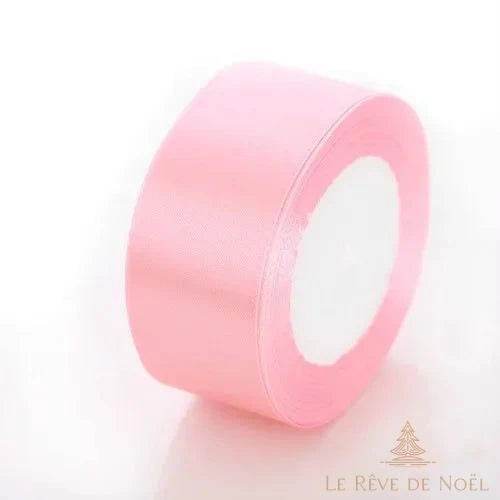 Ruban satin de Noël rose clair pastel, bobine à la brillance satinée